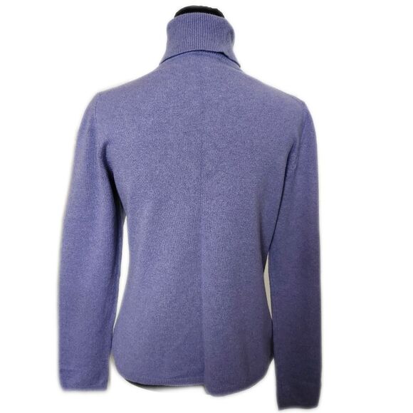 Charter Club 2-Ply 100% Cashmere Blue/Lavender Turtleneck Thin Knit Sweater M - Picture 3 of 6